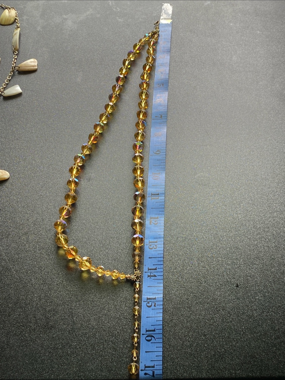 Vintage Necklace Double Strands Faceted, Amber-Colored Crystals - Picture 6 of 6